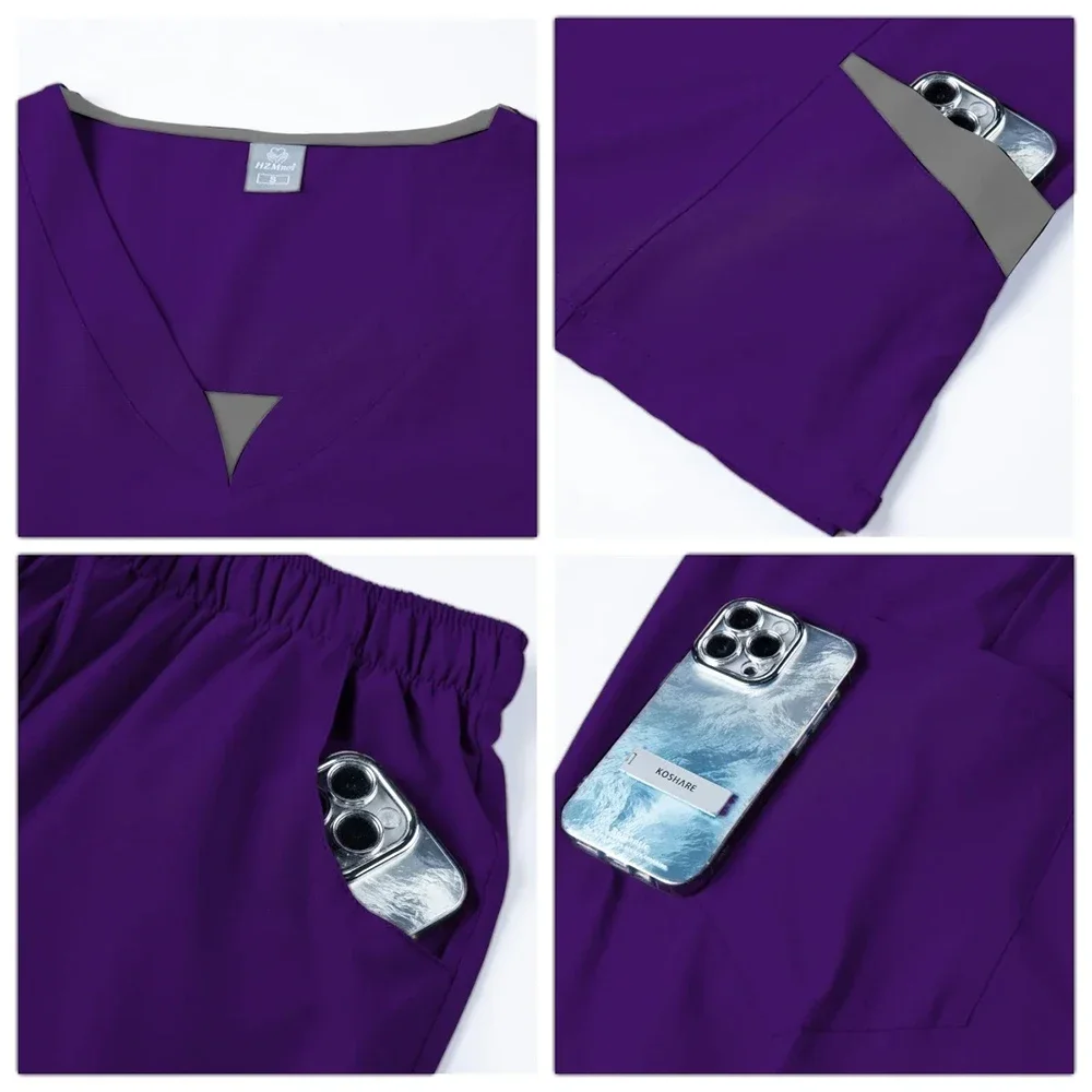 고품질 의료 유니폼 여성 스크럽 세트 간호 액세서리 병원 미용실 스파 작업복 정장 수술 가운