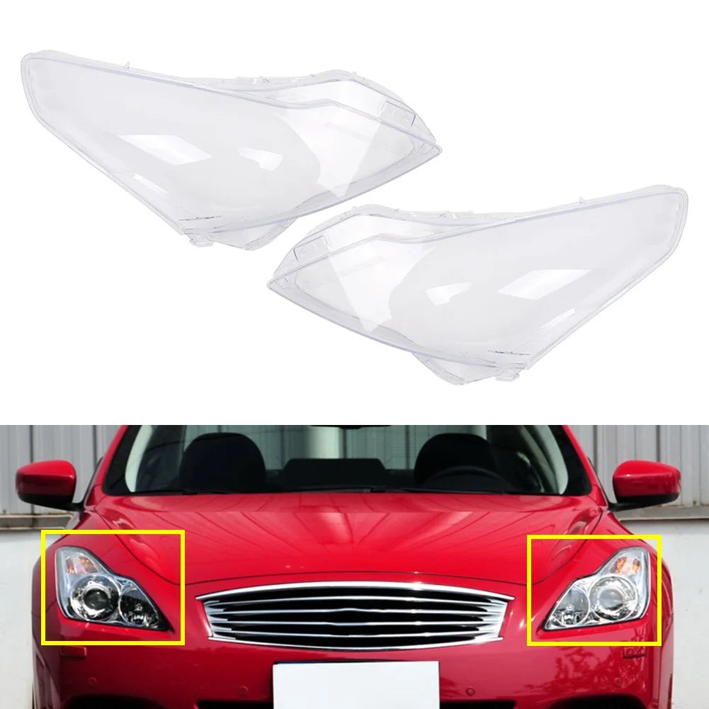 1Pair Car Headlight Lens Cover Headlamp Shell Clear PC Plastic For Infiniti G37 G35 G25 2010 2011 2012 2013