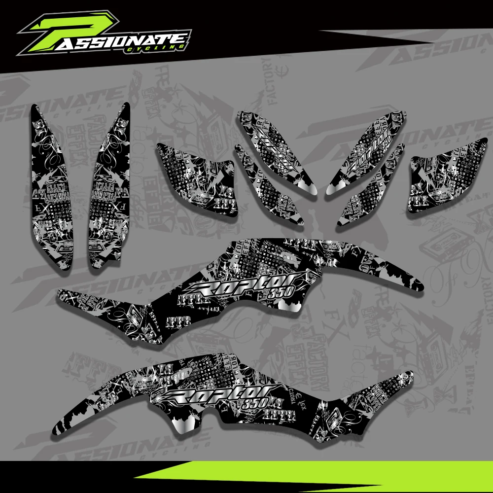 For Yamaha RAPTOR 350 YFM350 Raptor 350 ATV Background Graphic Motorcycle ATV Sticker Decals Kit Custom Number