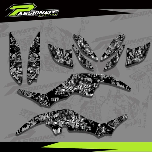 Imagen 2 del producto Para Yamaha RAPTOR 350 YFM350 Raptor 350 ATV fondo gráfico motocicleta ATV pegatina calcomanías Kit número personalizado