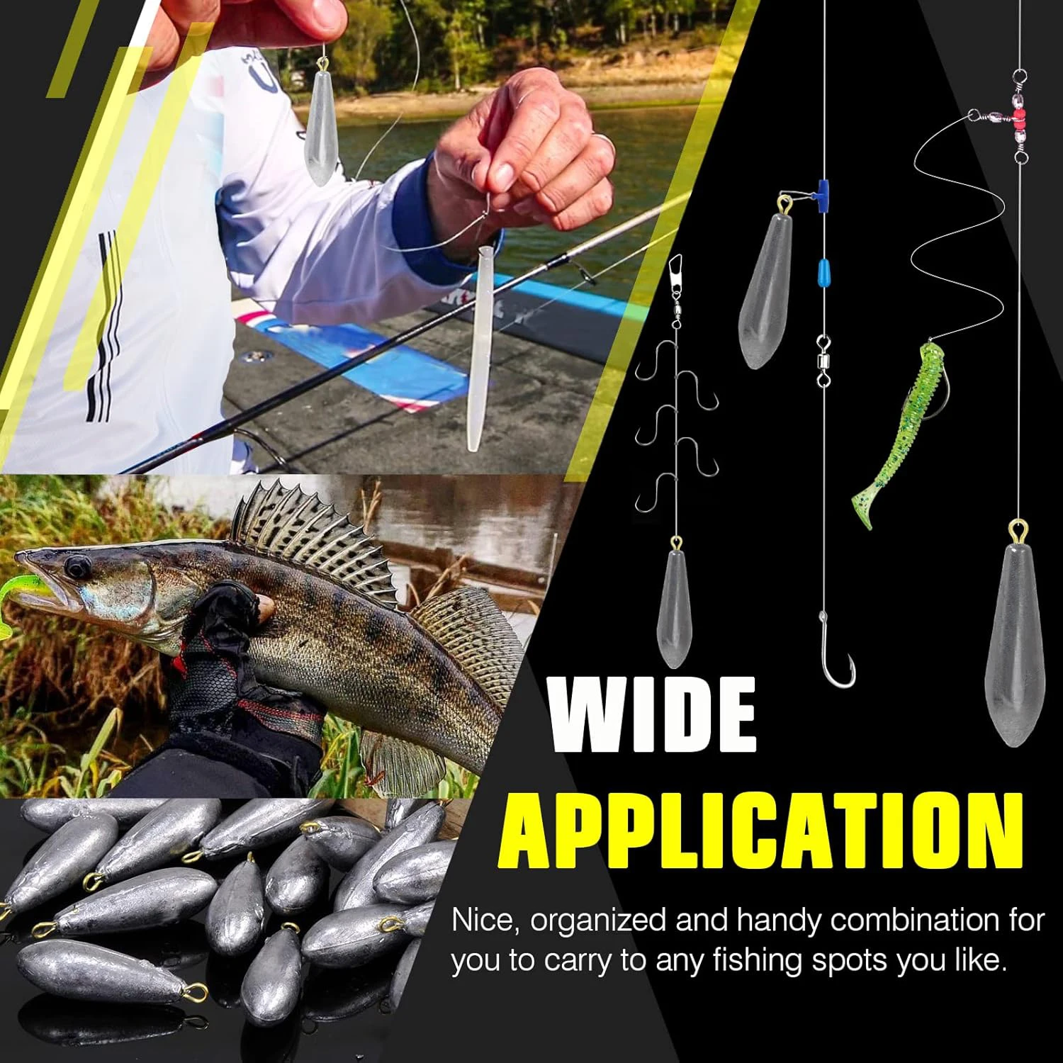 9 كجم 5 قطعة وزن الصيد الصفصاف الرصاص مع حلقة 10-200 جرام شريط طويل القدم غرام الغطاسون ل باس سمك السلور صيد السمك #6