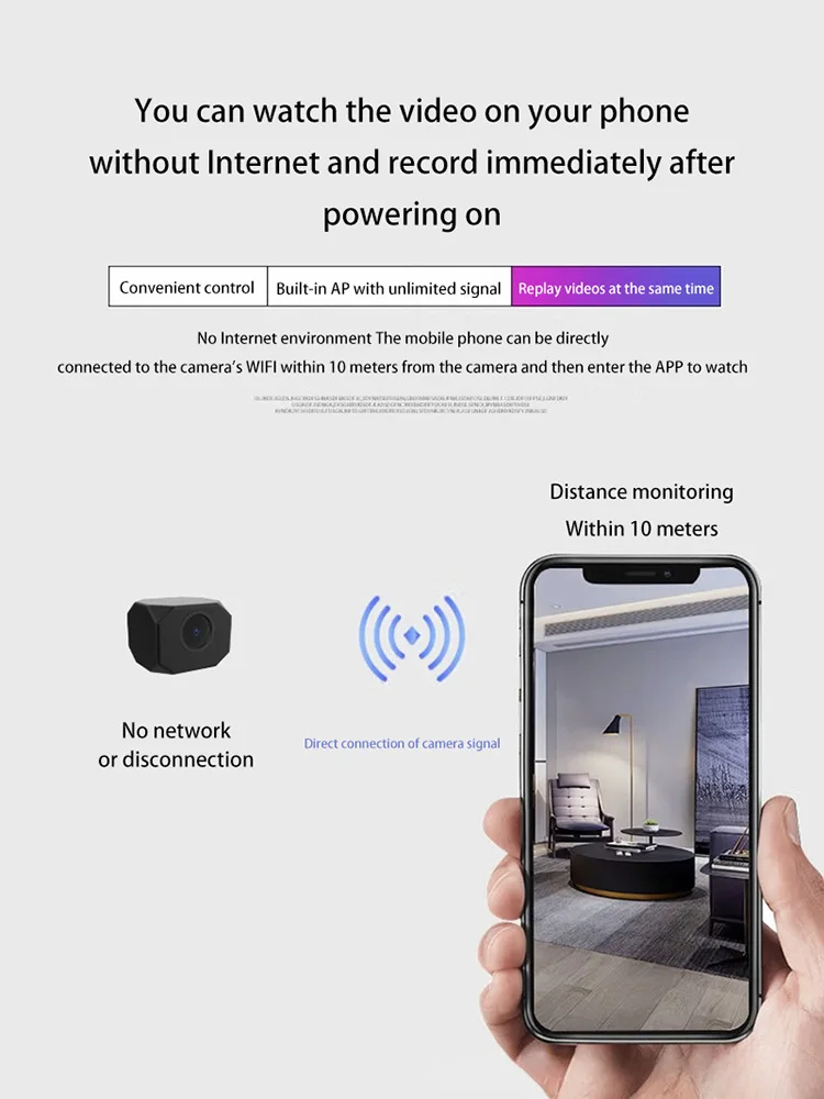 1080P HD Mini Camera Wireless Network WiFi IP/AP Remote Monitoring Portable Camcorder Smart Home Real-time Surveillance Security