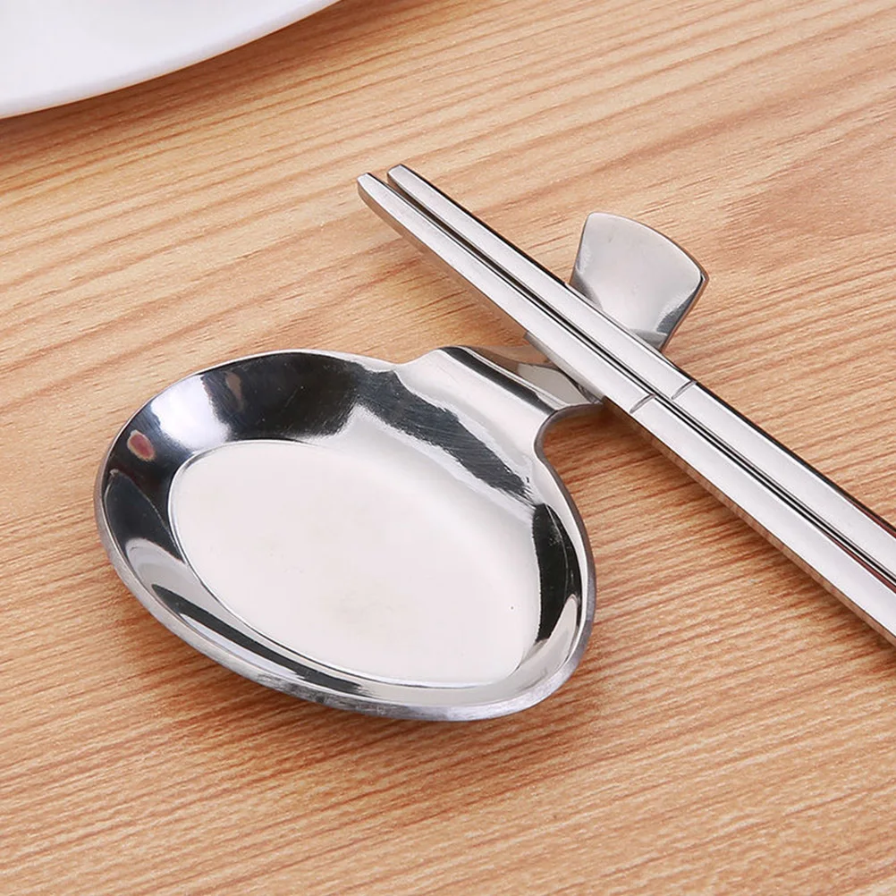 

2pcs Stainless Steel Spoon Rest Chopstick Holder Sauce Dish Small Dipping Bowl Tabletop Fork Rest Home Supplies Practical Decor