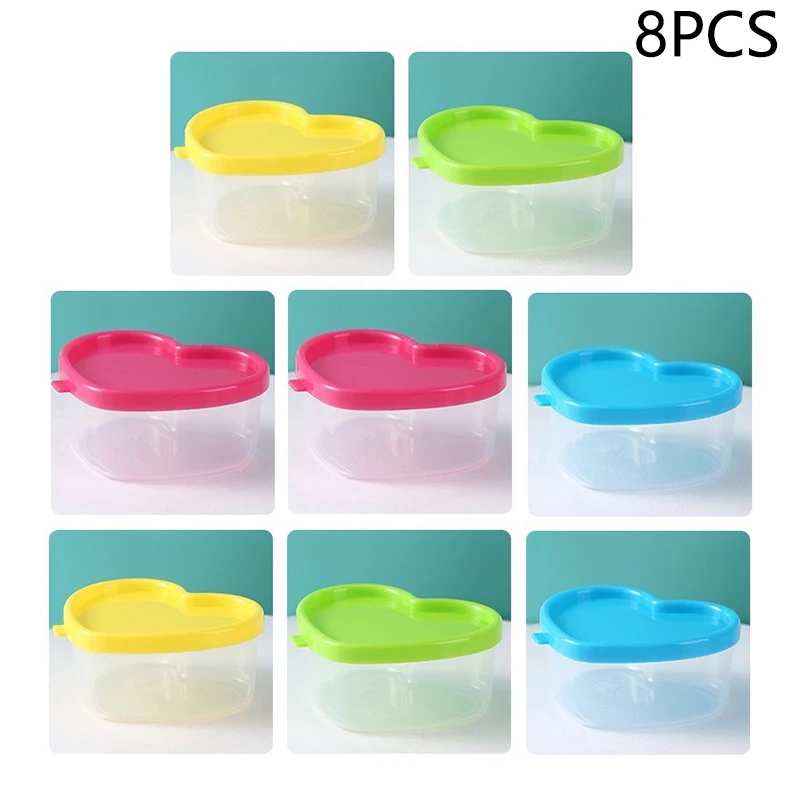 8/9Pcs Mini Squeeze Bottle Lunch Box Plastic Condiment Boxes Ketchup Salad Dressing Picnic Portable Candy Snack Nut Containers