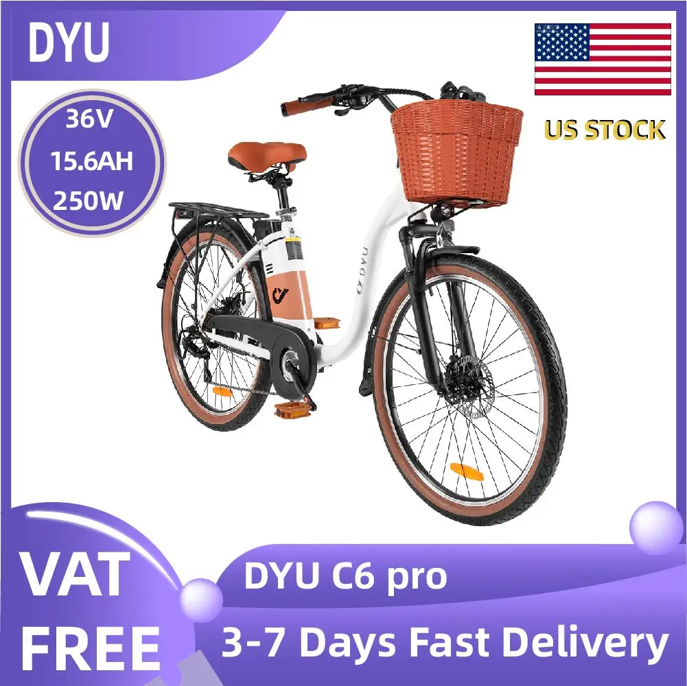 

DYU C6 pro Adult Electric Bicycle, 26 Tire Electric Bike 250W motor city ebike, 36V 15.6AH E-bike,