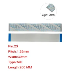 23Pin 1.25mm Pitch FFC FPC AWM 20624 80C 60V VW-1 A B Type Flat Flexible Cable 200mm connector