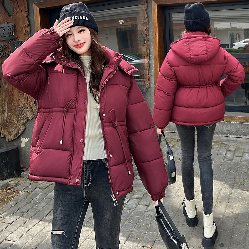 

Winter Parka Jacket Women Short Hooded down Cotton Coat Korean Style Warm Thick Snow Wear Female Outerwear Large Size
