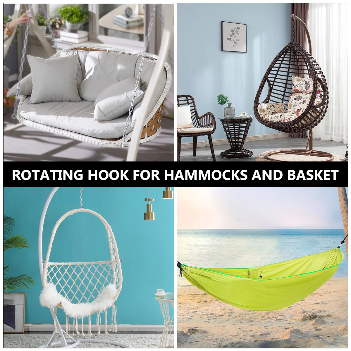 

Swivel Hook Snap 360 Degree Metal Rotating Hook Buckle For Hammock Chair Hanging Outdoor Survival Strong Durable Non-Rust
