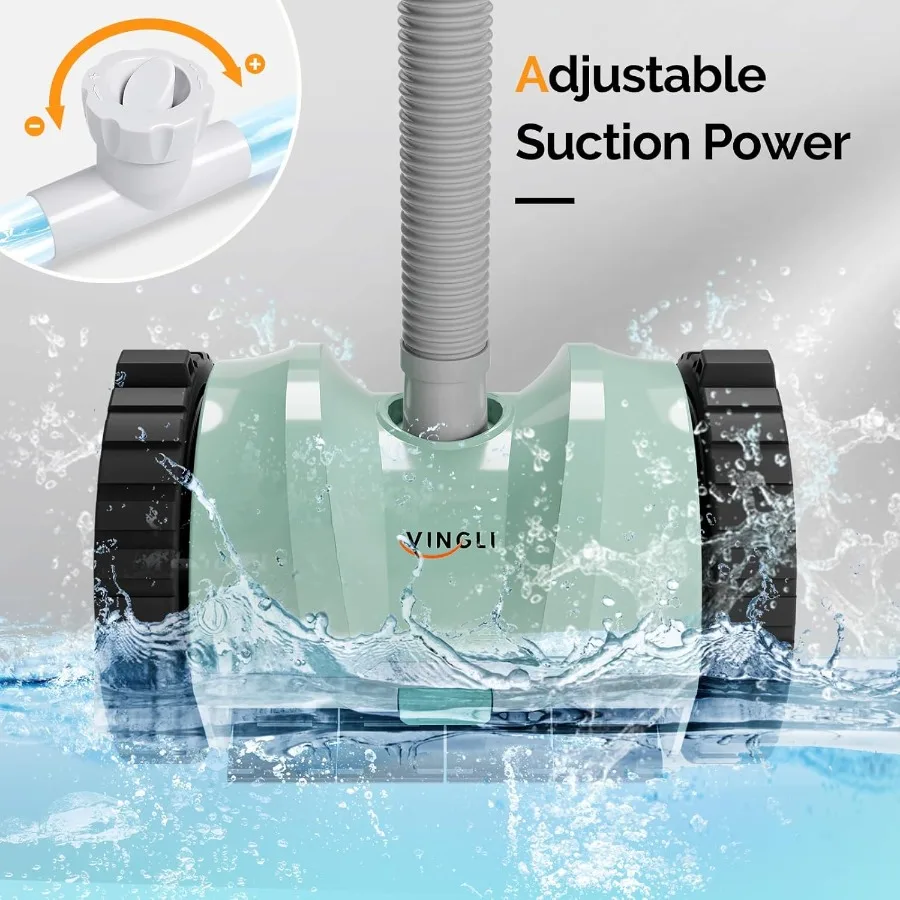 2025年アップグレード版 VINGLI 吸引式プールクリーナー 地上プール用 39.6フィートの絡まりにくいホース ミントグリーンとグレー 強力な吸引力