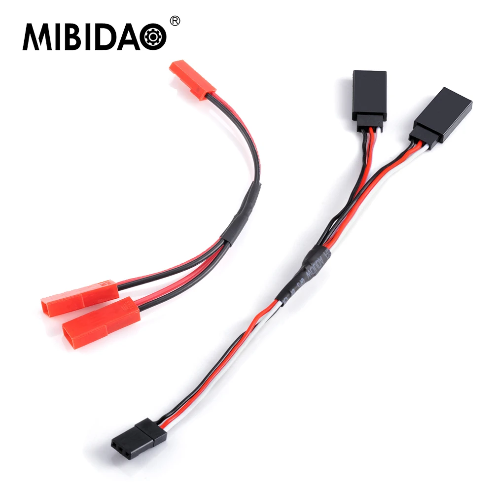 MIBIDAO JST/JR 1 to 2 RC Servo Extension Cable Wire 120/175mm for RC Models Car Aircraft Servo Parts