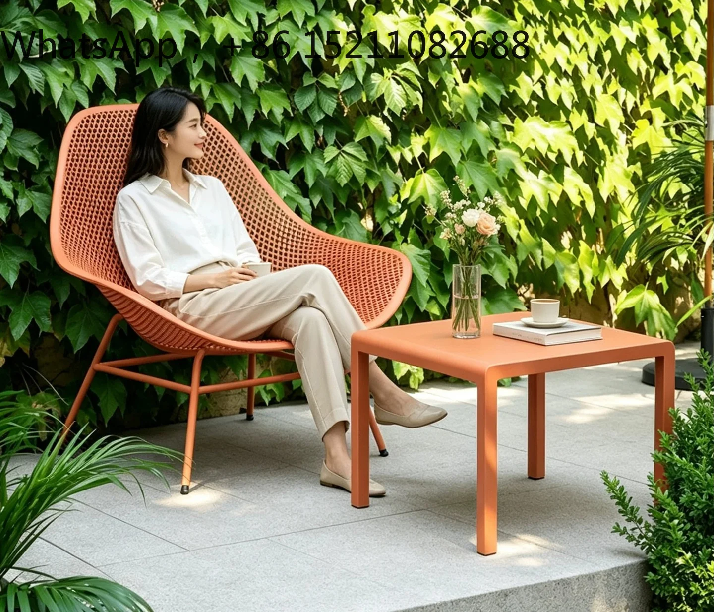 SCY simple outdoor courtyard table and chair combination balcony leisure rain and sun protection beach garden sofa chair