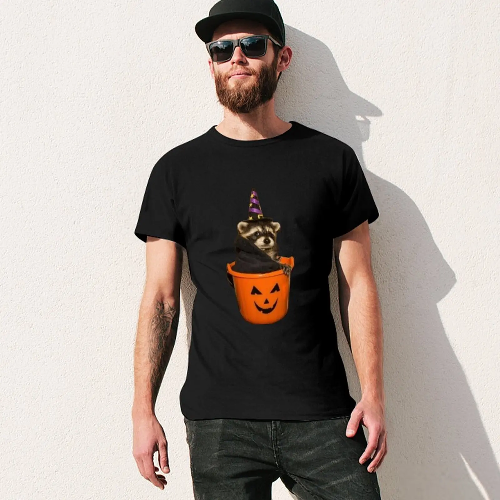 Halloween Pumpkin Racoon T-Shirt anime for a boy quick-drying customizeds mens clothes