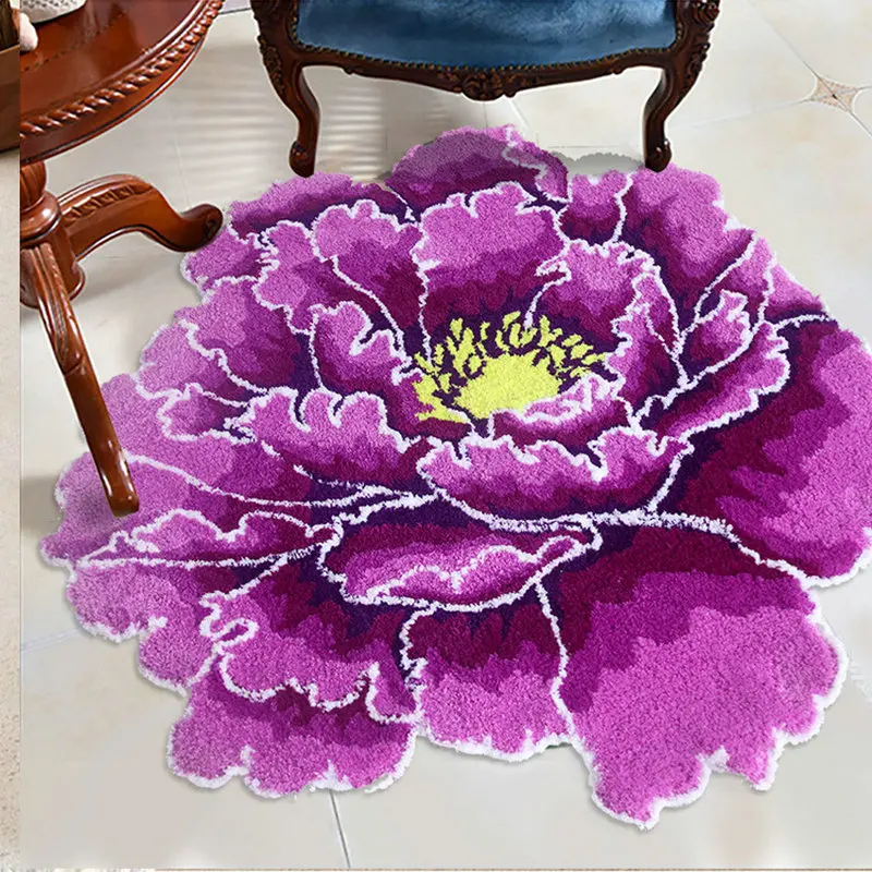 

Plush Peony Flower Bath Mats 3D Floral Tufting Rugs Home Decor Carpet Anti-Slip Absorbent Bathroom Mat Kids Mother Gifts