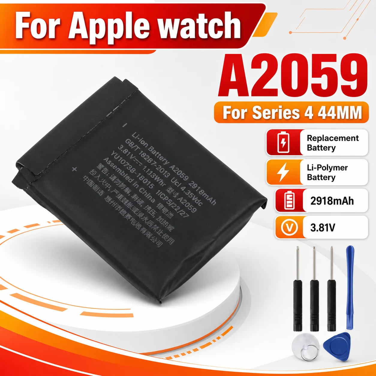 Smart Watch Replacement Battery A2059 291.8mAh For Apple Watch Series 4 44mm A1976 A1978 With Free Tools Kit