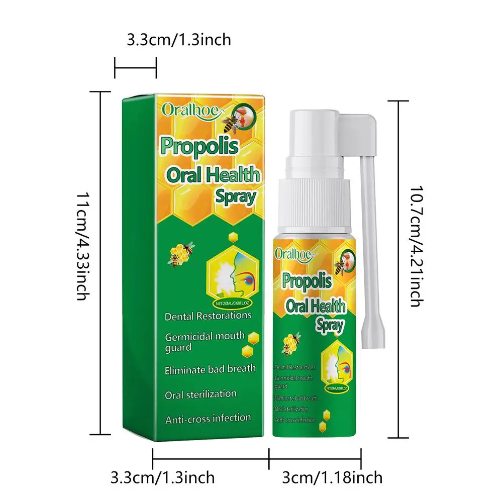 Spray de ervas fresco para tratamento de respiração e boca, spray oral limpo, própolis de abelha, mau hálito, faringite, halitose