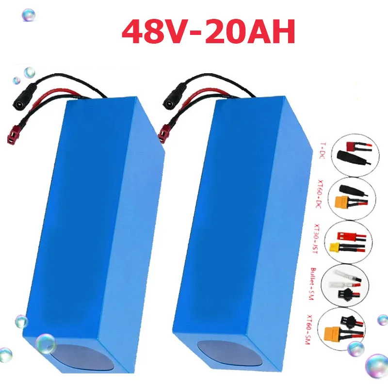 New 20Ah 48V 13S6P 18650 Li-ion Battery Pack 20AH 2000W Built-in 50A BMS for Electric Bicycle Electric Scooter +54.6V 2A Charger