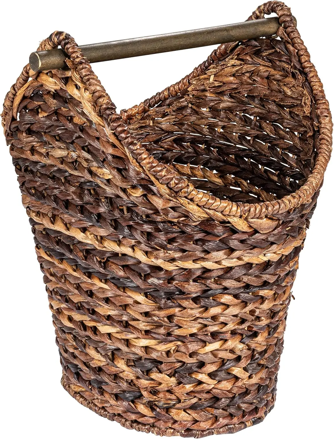 

Boho Oval Braided Toilet Paper Basket with Wood Handle, Brown - Versatile Bathroom Storage
