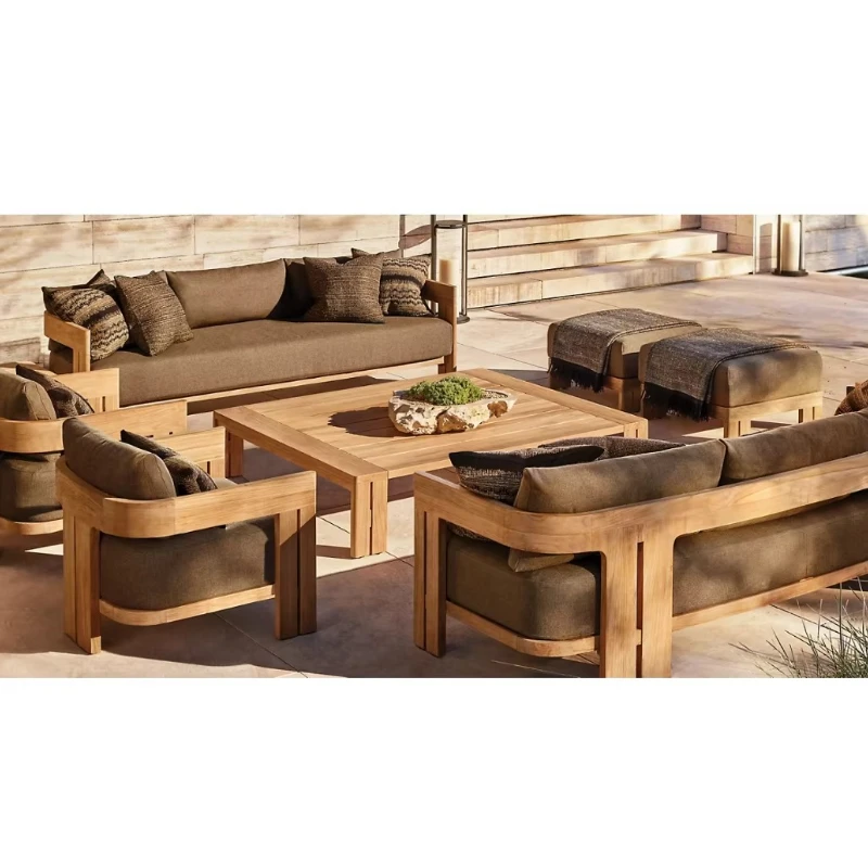

New Design Outdoor Modern Garden Sofa Furniture Garden Teak Sofa Waterproof Carton Wooden Furniture Sofa Set
