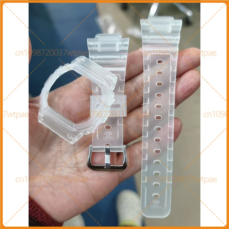 For Transparent Resin Strap & Case For Casio G‑SHOCK DW‑5600SK DW‑5600SKE Watch
