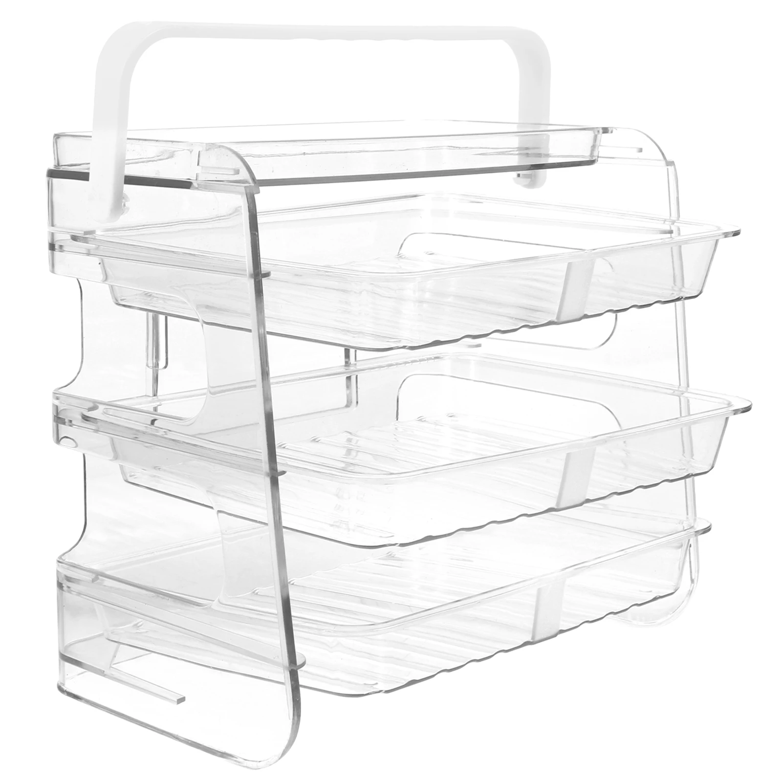 

Three-Layer Food Preparation Rack Lightweight Stackable Storage Shelf Transparent Kitchen Organizer for Hotpot BBQ Cans