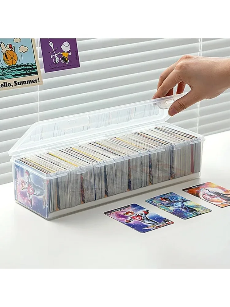 Doorzichtige plastic gecompartimenteerde organizerbox voor 550+ spelkaarten opbergdoos met verstelbare verdeler voor PTCG/MTG-kaarten - afbeelding 2