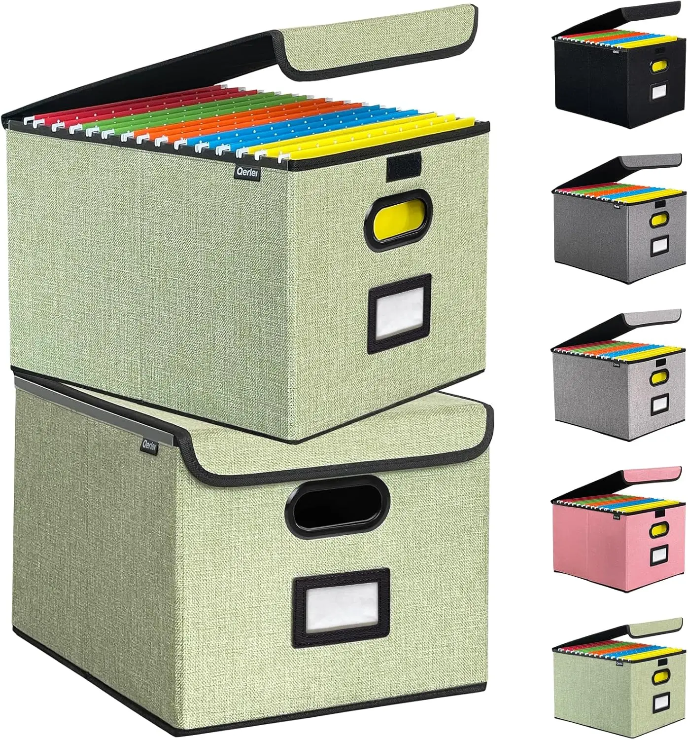 

Органайзеры для файлов Qerlei с крышками, складные коробки для документов с пластиковыми вставками, складные коробки для хранения и архивации