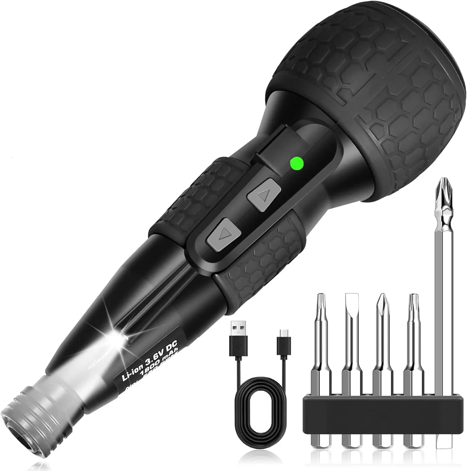 

Беспроводная электрическая отвертка 3,6 В, крутящий момент 3,5 Нм, светодиодная подсветка, USB-C, 1800 мАч, 0,44 фунта, черный