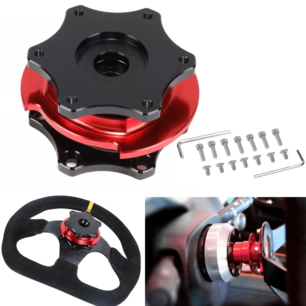 Universal Aluminum D Shape Steering Wheel Quick Release Hub Adapter Boss For 6-bolt x 70mm Pattern Short AU Hubs Steering Wheel