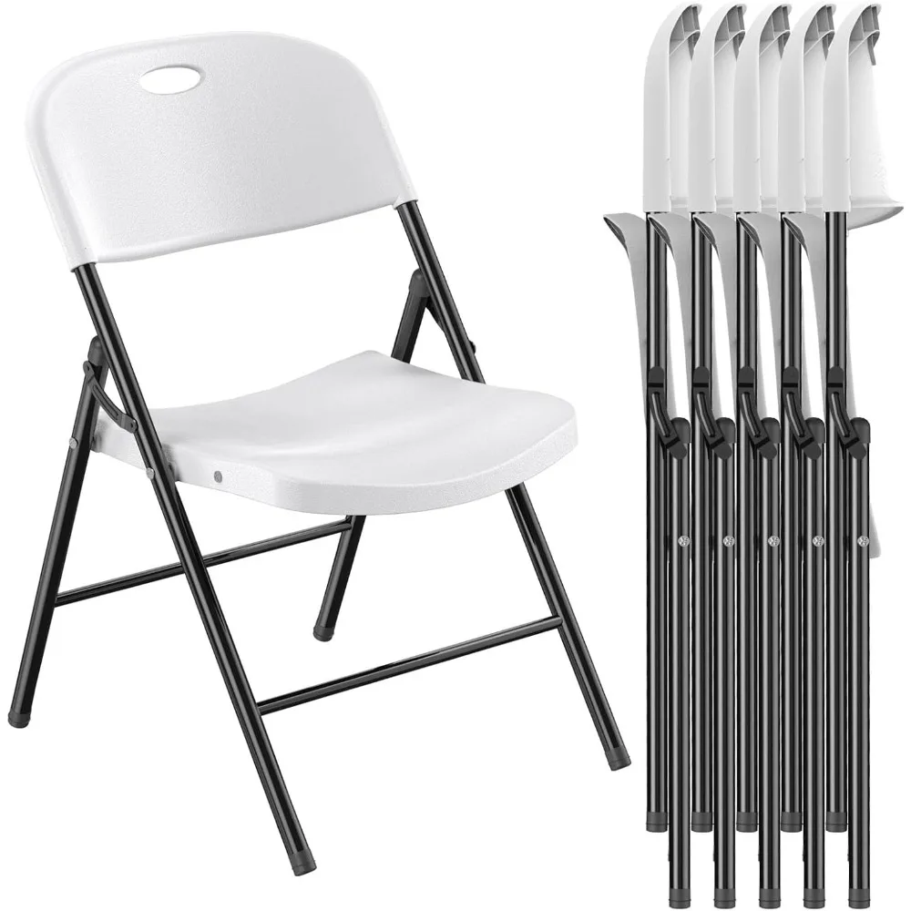 350 Weight Limit Heavy Duty Plastic Folding Chair with Reinfoced Steel Frame for Indoor and Outdoor, Wedding, Party