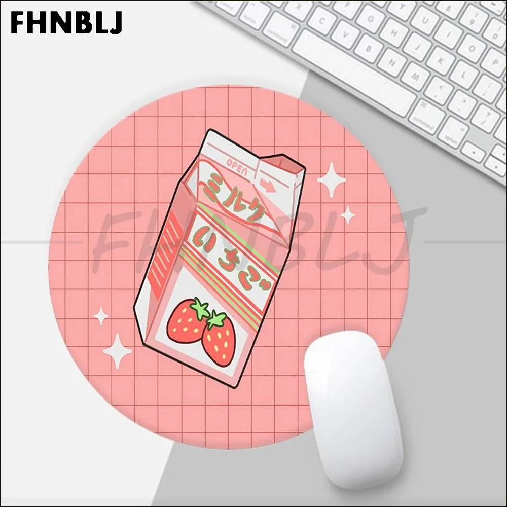 Cute Pink Milk Mousepad Small Round Office Student Gaming Thickened Writing Pad Non-slip Cushion Mouse Pad For PC Computer Table