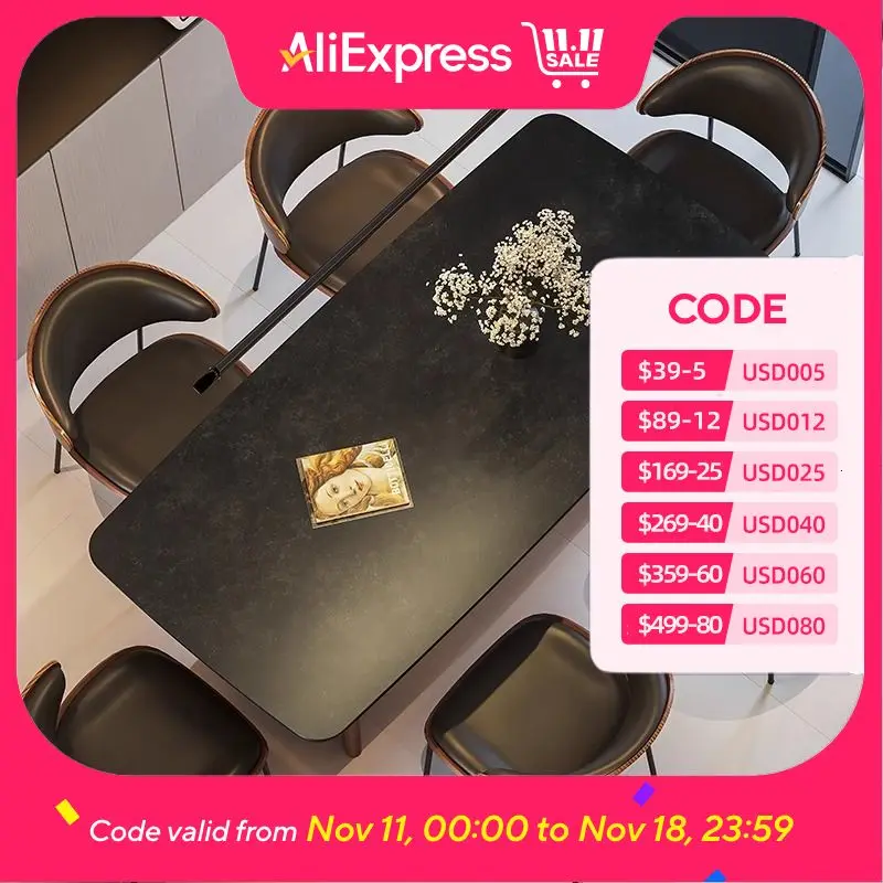 

Design Black Dining Table Kitchen Nordic Unique Luxury Living Room Dining Table Wood Modern Tavolo Da Pranzo Home Furniture