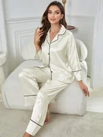 Women's Pajama Set Sleepwear Suit Loungewear Pj Set Satin Long Sleeve Tops With Pants 2 Pieces Pjs Pajamas for Women Pyjama - Image 4