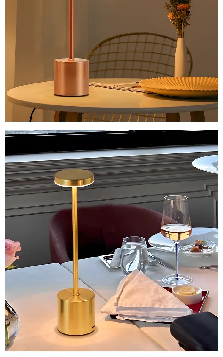 Cordless 3 Color Dimmable Table Lamp USB Rechargeable Portable Desk Lamp Touch Sensor Lamp for Bedroom Living Room Restaurant