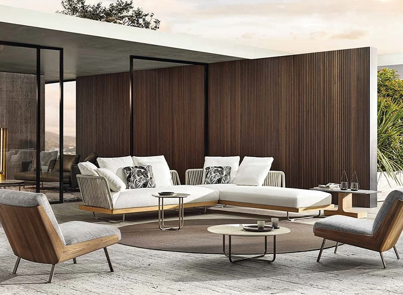 Outdoor courtyard sofa, outdoor rattan single sofa, terrace garden bed and breakfast furniture