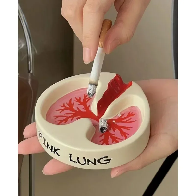 

Ashtray Pink Lung Ash Tray Ceramic Resin Cigar Ashtray Desktop Decoration Funny Bar Restaurant Smoking Items Gifts Dropshipping