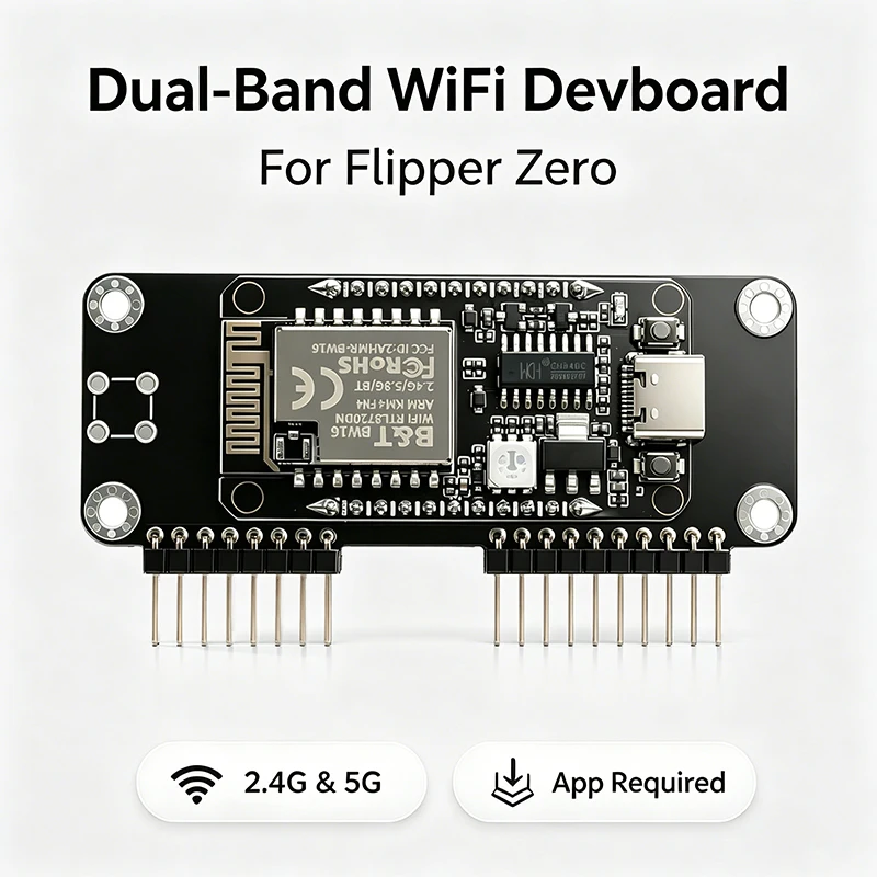 Flipper Zero Dual-Band 2.4G&5G WiFi Devboard, Preloaded Firmware, RTL8720DN (BW16) GPIO Module, Long-Range IoT Network Analysis