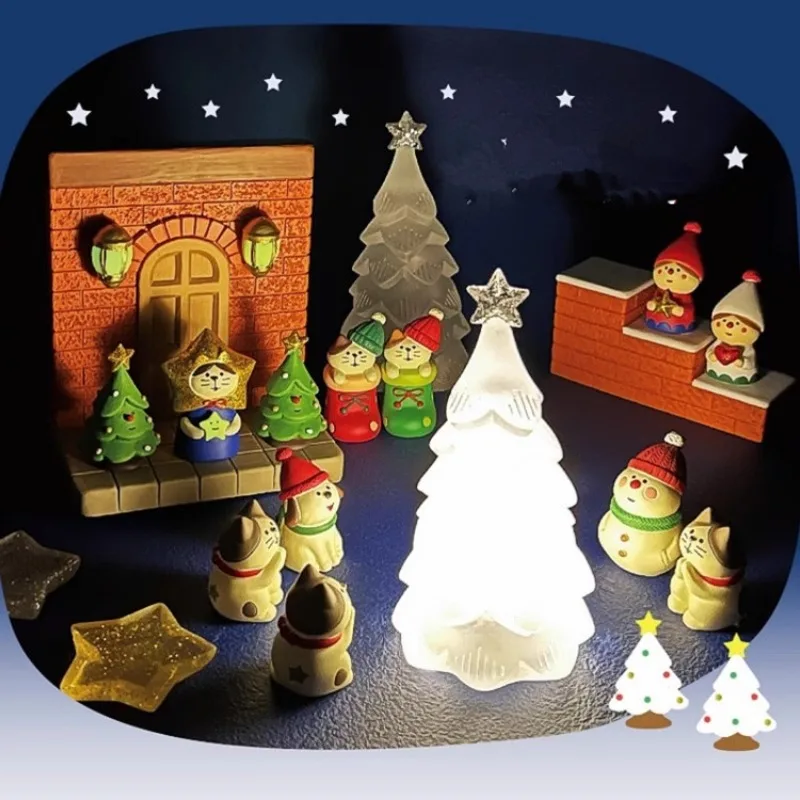 Christmas Resin Ornaments Home Scenes Trendy Toys Figurines Decorations ZAKKA Dolls Cats 2024 Small Ornaments
