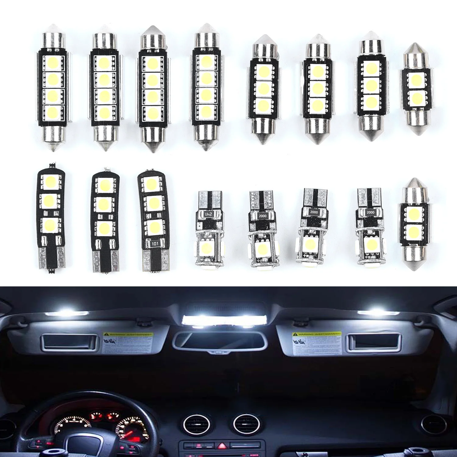Bulb Side Lamp Vehicle Light Car Bright For 2009-2016 for a4 for s4 for rs4 for b8 White Interior Package 16X Kit 12V 60-130Lm