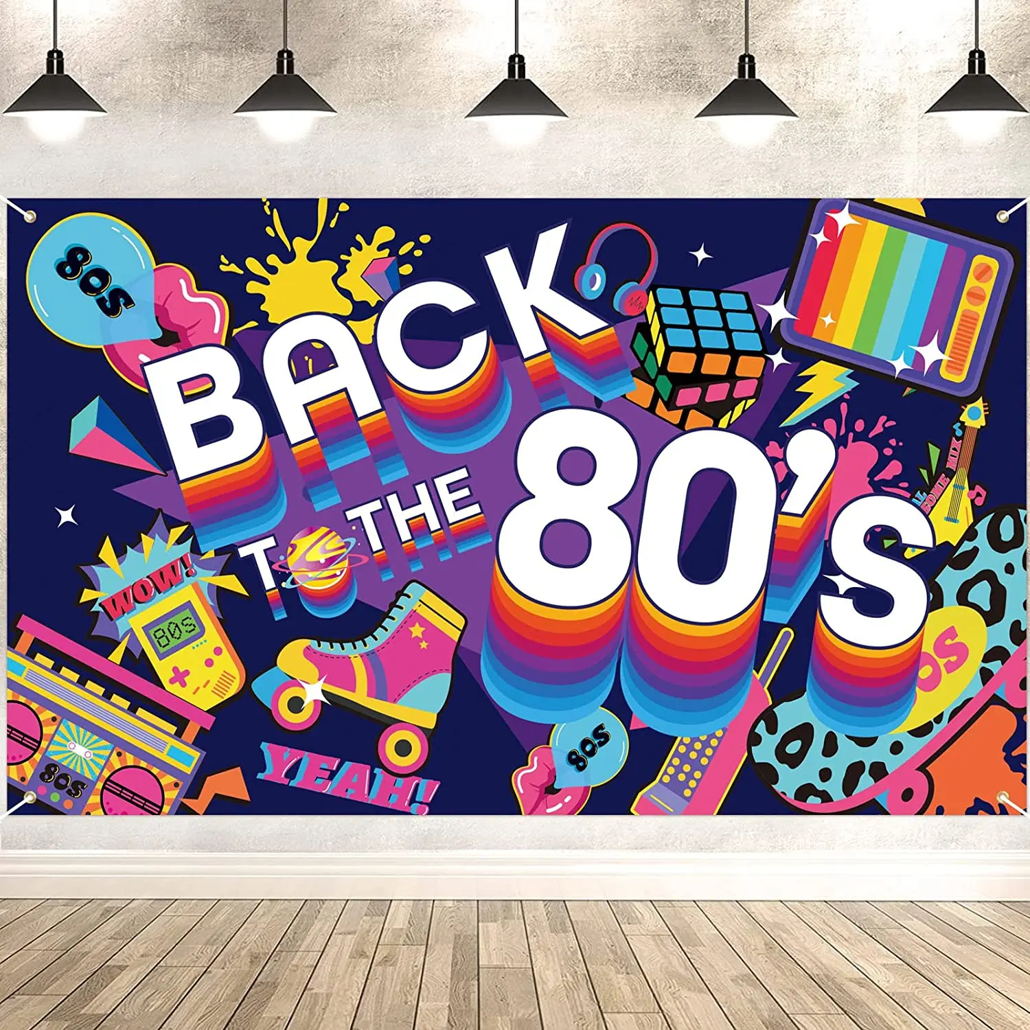 

80s Background Cloth 80s Party Photography Backdrop Photo Booth Background Cloth For 80's Themed Party Supplies