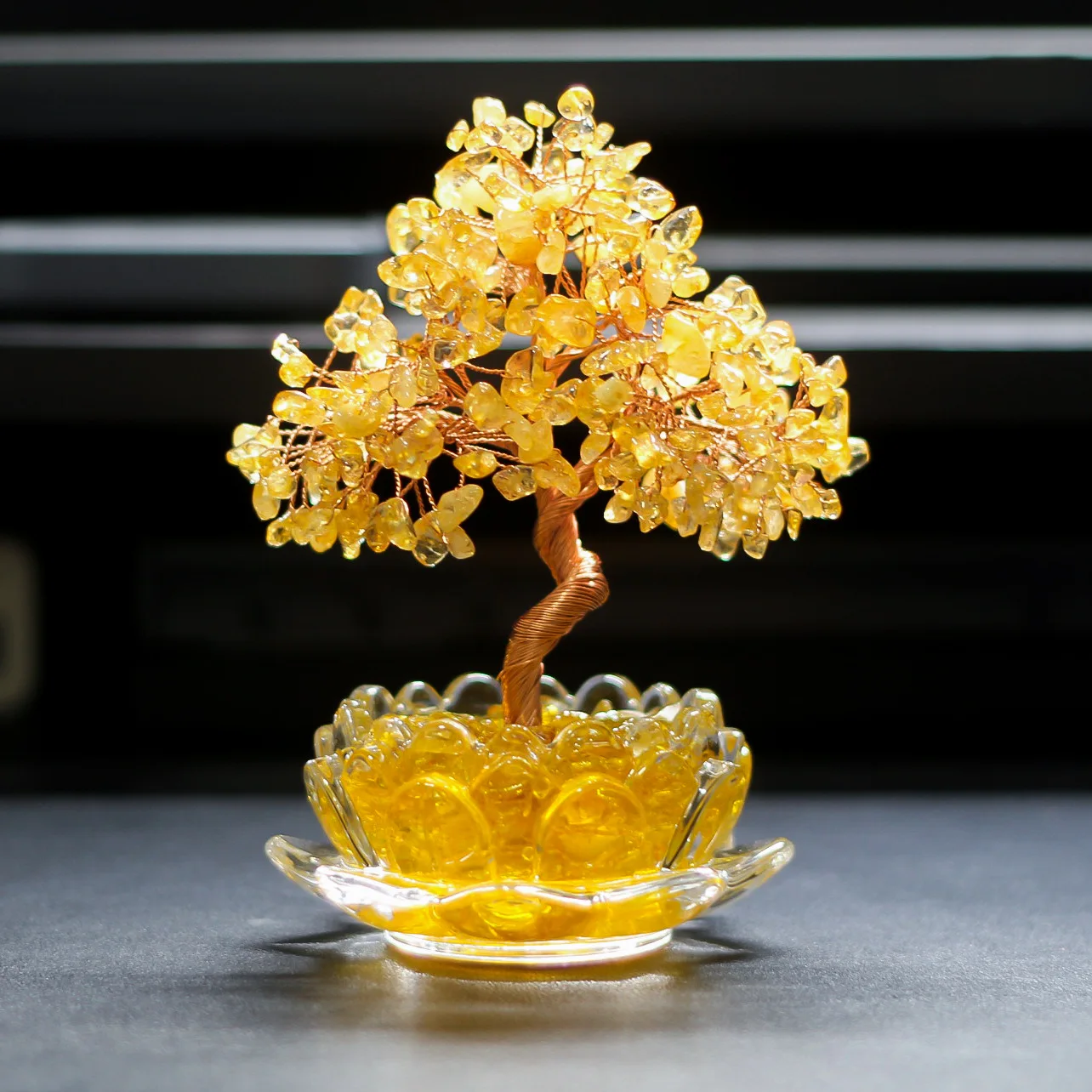 1pc Crystal Tree Treasure Basin Handmade Natural Crystal Pebbles Money Tree Treasure Bowl Home Office Decoration Healing Gift