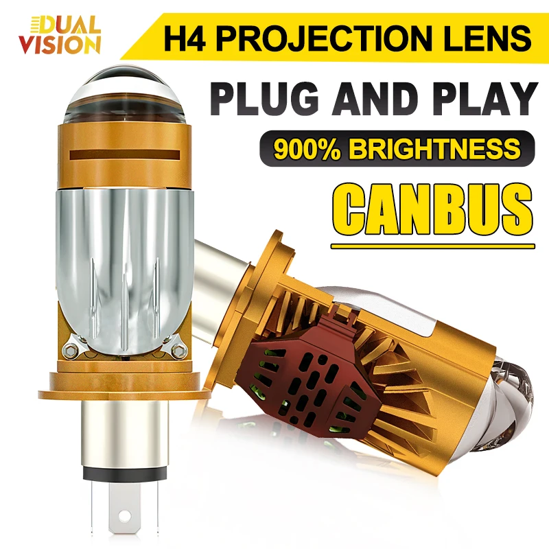 

2Pcs Bi LED Lens Projector H4 Mini Bulb Canbus 30000LM High Low Beam H4 Lighting LHD RHD Turbo Fan Auto Lights Plug-N-Play 6000K
