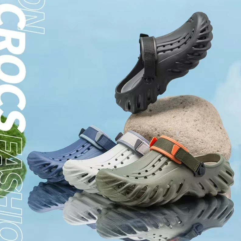 Chaussures décontractées pour hommes à semelle épaisse perforée avec EVA antidérapant, tendance et résistantes à l'usure, pour l'intérieur et l'extérieur, tongs de plage