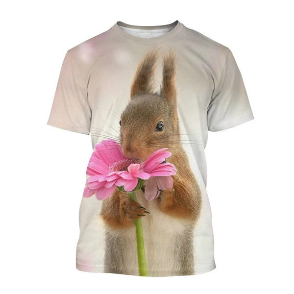 Animal Cute Squirrel 3D Print T-Shirts Summer Men Women Fashion Short Sleeve T Shirt Oversized Harajuku Tees Tops Male Clothing