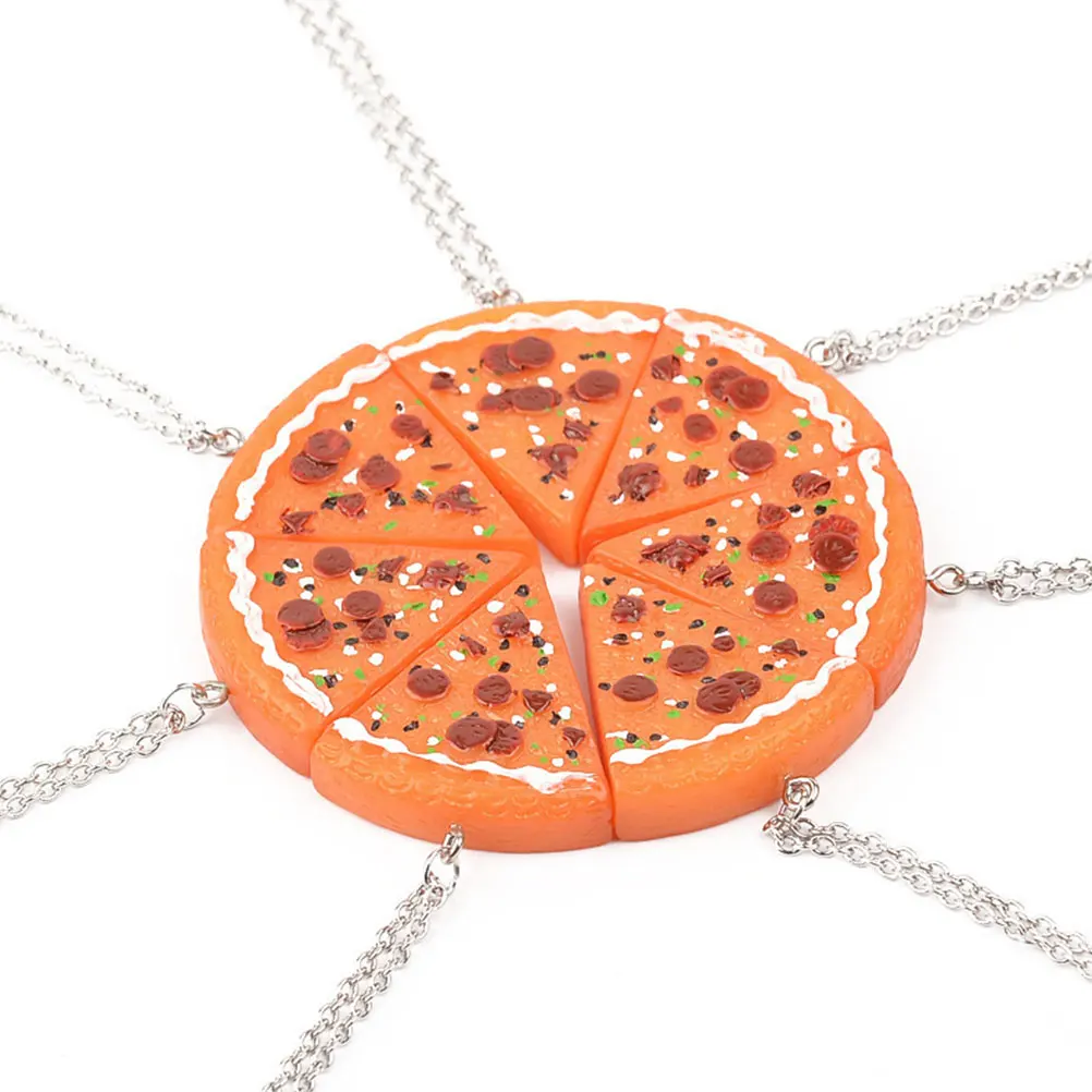 

7pcs Pizza Necklace Alloy Pendant Fashion Jewelry for Friends Birthdays Weddings Valentines Day Everyday Use
