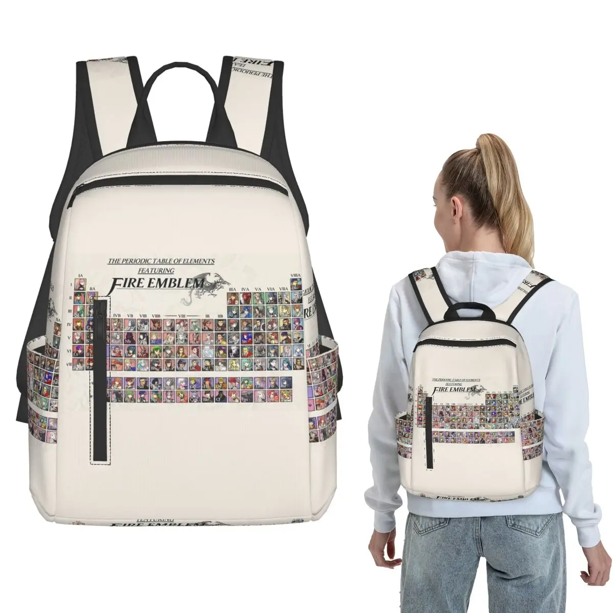 Periodic Table Fire Emblem Backpack Daypack Boys Girls BookBag School Bag Shoulder Bags for Men Women