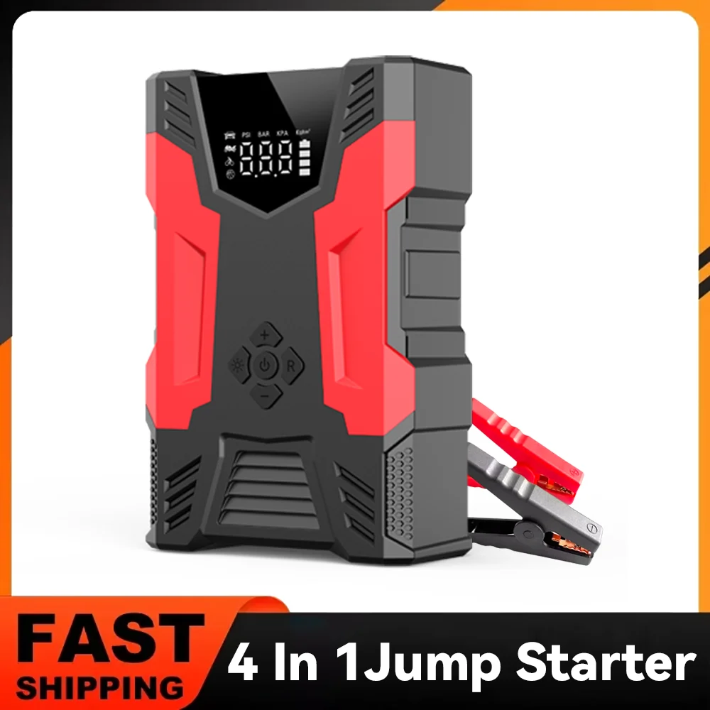 Car Jump Starter Air Pump Power Bank Multi-function Portable Air Compressor 4 In 1 Cars Battery Starters Auto Tyre Inflator