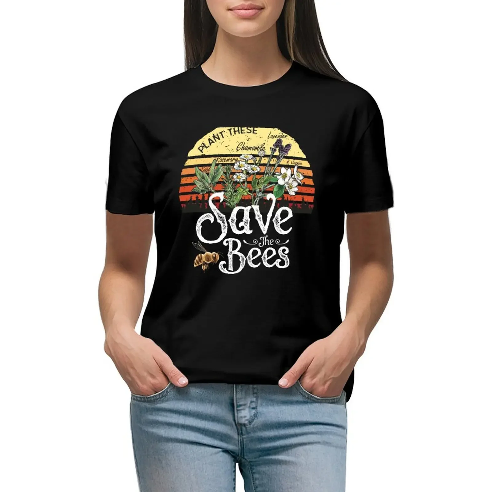 

Vintage Plant These Save The Bees T-shirt Gift T-Shirt new edition animal print shirt for girls summer top plus sizes Women tops