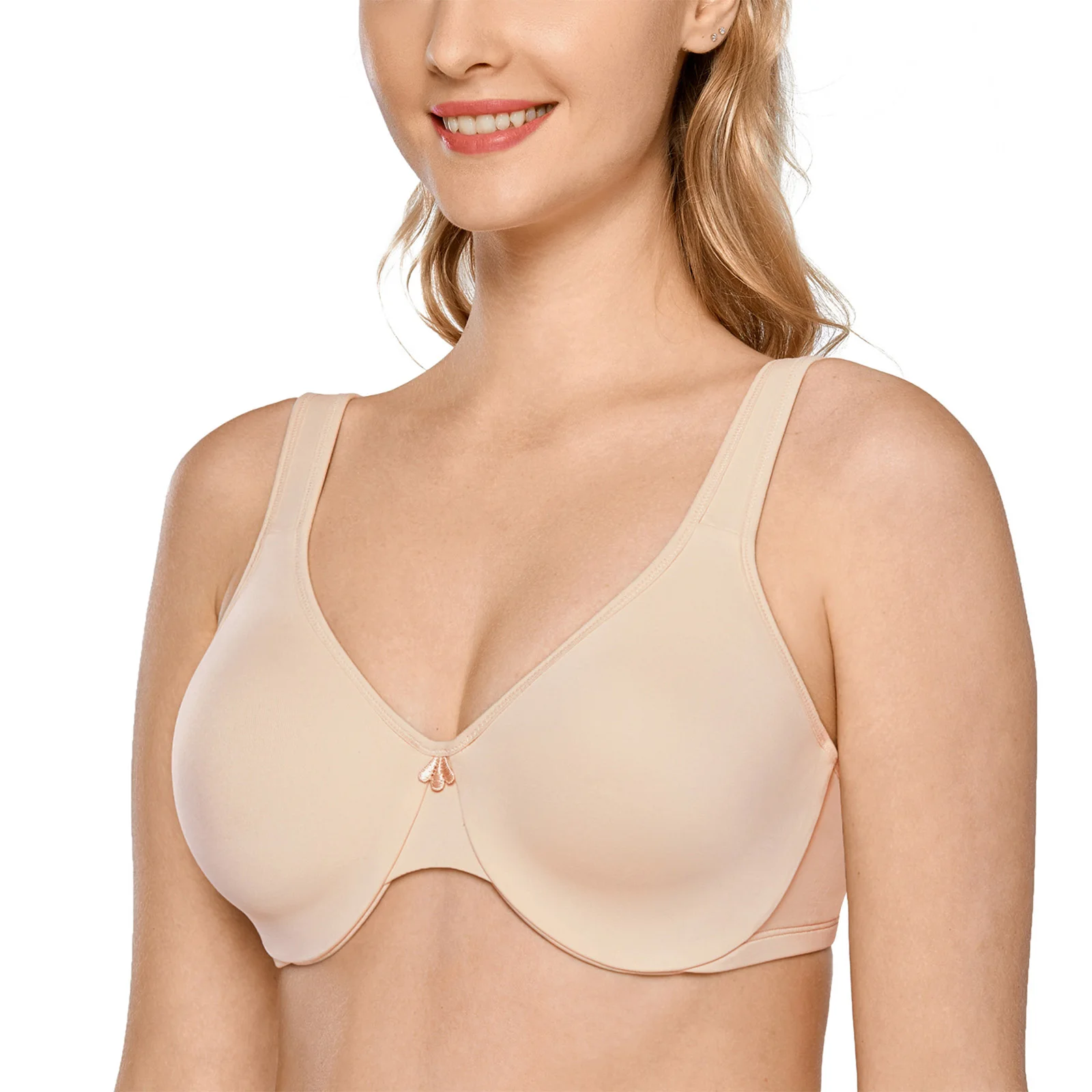 Delimira Plus Size Minimizer Bra for Women Smooth Full Coverage Underwire Seamless Large Size Bras D DD E F