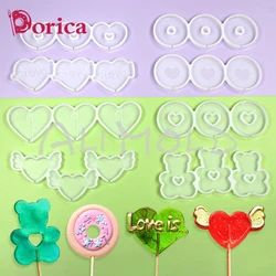 Round Heart Epoxy Lollipop Mold Valentine's Day Bear Chocolate Silicone Mould DIY Candy Model Cake Decorating Tools Bakeware