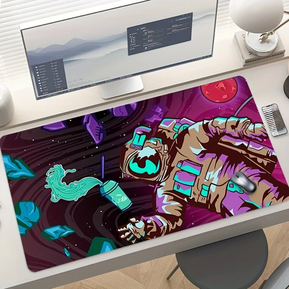 

Creative Astronaut Pattern Large Mouse Pad | Stitched Edge Non-Slip Natural Rubber Mat for Office Gaming Gift
